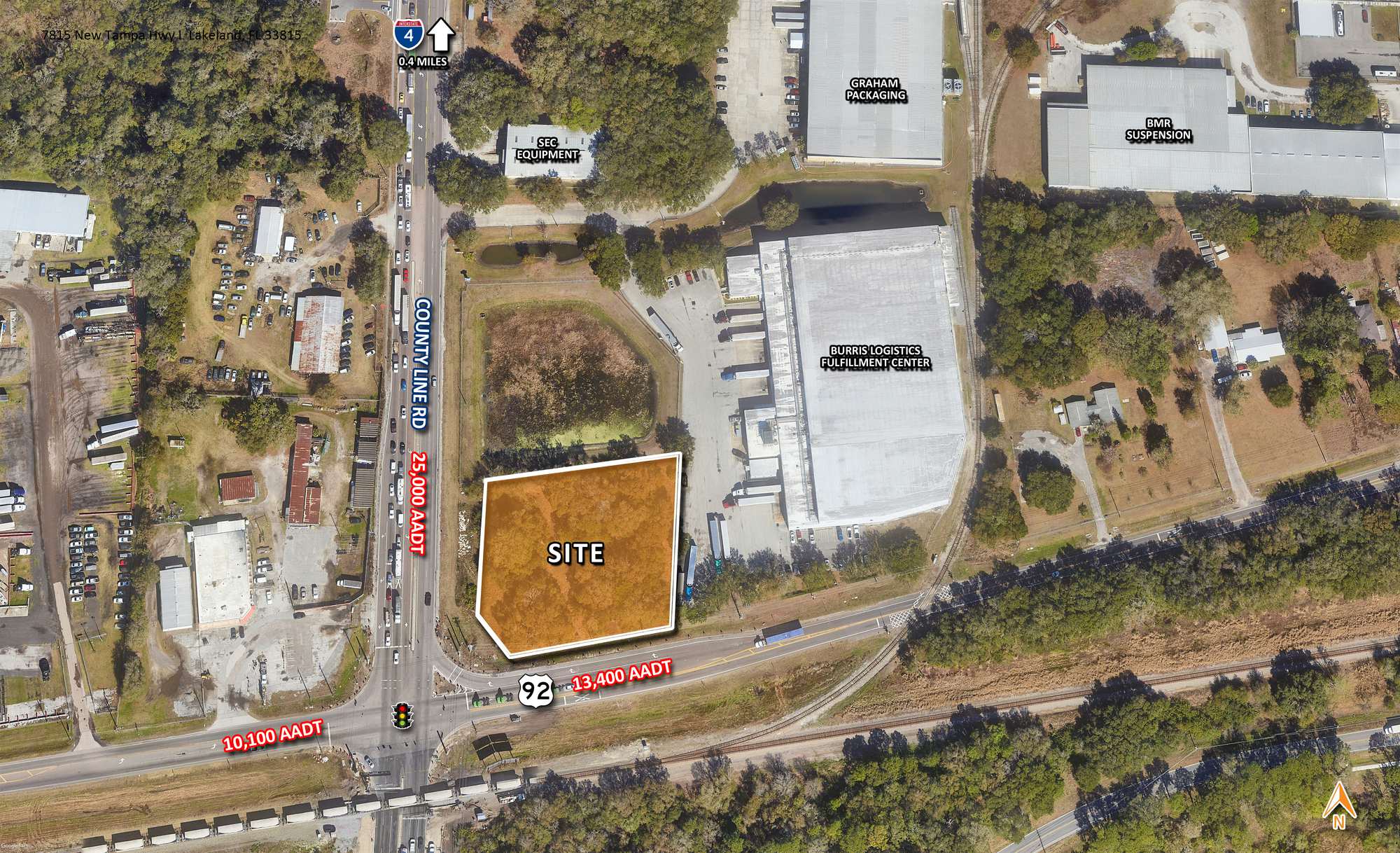 Lakeland Industrial Development Pad, Lakeland Florida Interstate land for sale, 7815 New Tampa Highway