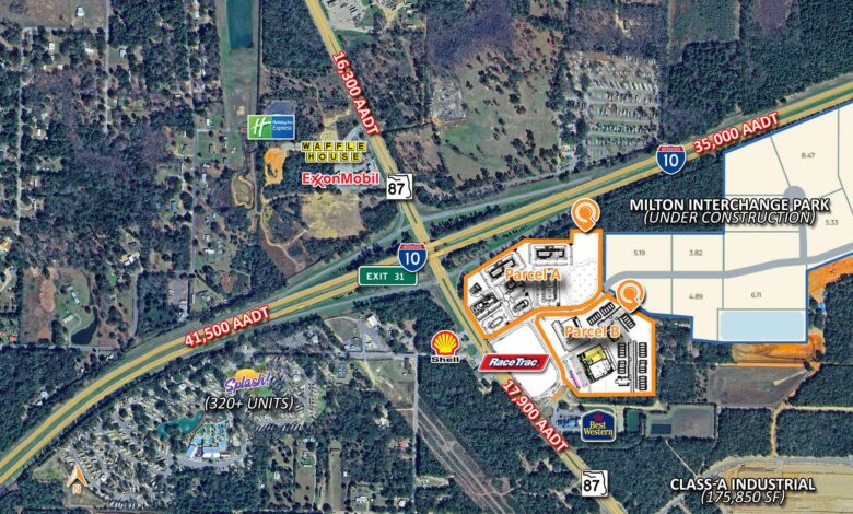 Milton Interchange Park, I-10 Interchange Land, SEQ I-10 and Hwy 87, Milton commercial land for sale