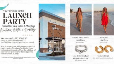 Sirius Day Spa Lakewood Ranch, spa events Florida, boutique launch, European fashion Lakewood Ranch, Botox specials Sarasota, fall events Lakewood Ranch, Italian linens boutique, express hair extensions