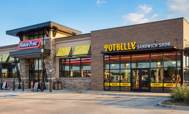 RaceTrac Potbelly acquisition, RaceTrac foodservice strategy, Potbelly Sandwich Shop expansion, convenience store foodservice trends, c-store restaurant acquisition, retail real estate food anchors, fast casual restaurant growth, RaceTrac real estate strategy, Potbelly franchising growth, Florida retail real estate trends, convenience store mixed-use development, QSR and c-store convergence, pad site development Florida, retail traffic drivers, foodservice impact on commercial real estate
