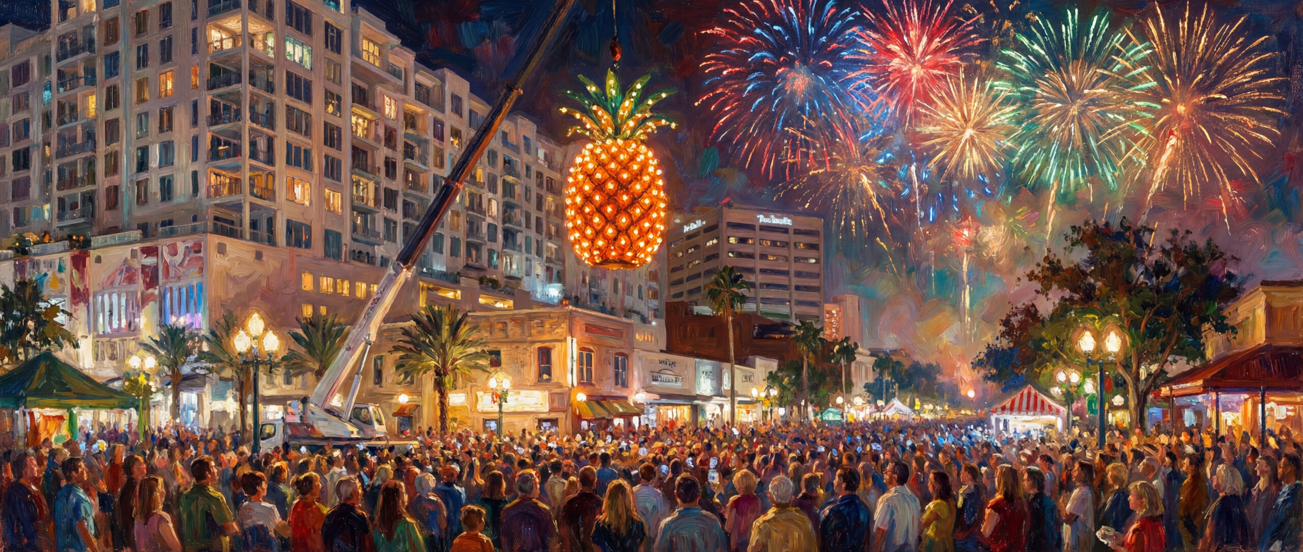 Sarasota Pineapple Drop, Sarasota New Year’s Eve, Downtown Sarasota New Year’s Eve, Pineapple Drop Sarasota 2025, Sarasota fireworks New Year’s Eve, Sarasota NYE events, Sarasota block party New Year’s Eve, Selby Five Points Park events, Sarasota holiday events, things to do New Year’s Eve Sarasota, Sarasota family friendly New Year’s Eve, Sarasota midnight fireworks
